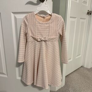 Bonnie Jean Cream Striped Kids Dress